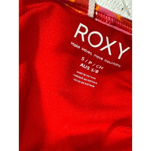 Roxy Juniors Sz S Swimsuit Sea Spray Hibiscus Printed One Piece Pink Red NWT New - Picture 6 of 6